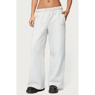 Edikted Basic Girl Wide Leg Sweatpants in Light-Gray-Melange at Nordstrom, Size X-Small