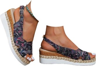 Generic Orthopedic Platform Wedge Sandals For Women UK With Ankle Strap Bow Non-Slip Shoes Open Toe Low Heel Espadrilles Arch Support Summer Beach Walking Cas