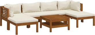 vidaXL Set De Muebles De Jard&iacute;n 7 Pzas Con Coj&iacute;n Crema Acacia Maciza Vidaxl