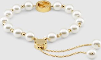 Gucci Interlocking Pearl Bracelet, Gold-toned metal, Gold-toned metal