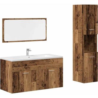 vidaXL Vidaxl - Juego De Muebles De Ba&ntilde;o 3 Piezas Madera Ingenier&iacute;a Envejecida