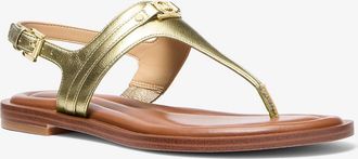Michael Kors Mandy Metallic Leather T-Strap Sandal