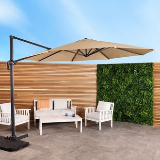 Charles Bentley 3.5m X-Large Hanging Banana Umbrella Parasol in Beige