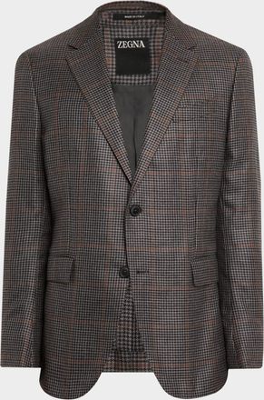 Ermenegildo Zegna Mens Cashmere and Silk Houndstooth Check Sport Coat