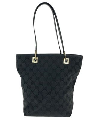 Gucci Black Gg Canvas Tote Shoulder Bag (Authentic Pre-Loved)