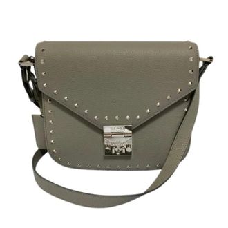 MCM Pre-owned Cross Body Bags, female, Gray, Size: ONE SIZE Pre-owned Studs Leather Shoulder Bag