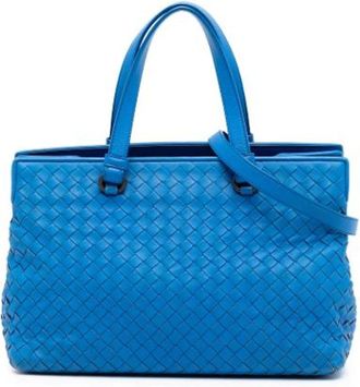 Bottega Veneta Pre-owned Handbags, female, Blue, Size: ONE SIZE Pre-owned Woven Nappa Satchel