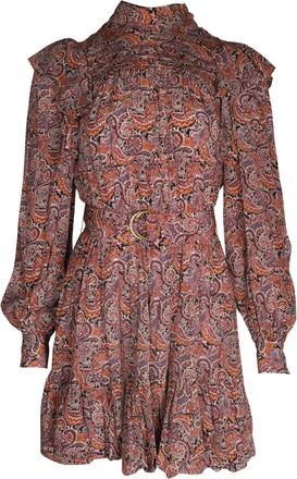 Ulla Johnson Luna mini-jurk met paisley-print en ruches - Bruin