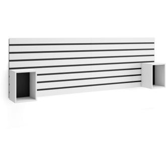 Skraut Home Skraut Home - Cabecero Con Mesitas - Listones Decorativos - 214x3x70 Cm - Cama De 135,140,150,160 Cm - Con Almacenamiento - Estilo Moderno - Cemento
