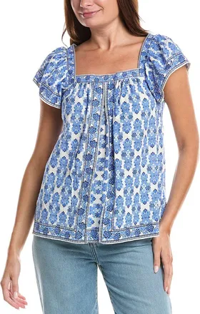 Max Studio Square Neck Flutter Sleeve Blouse