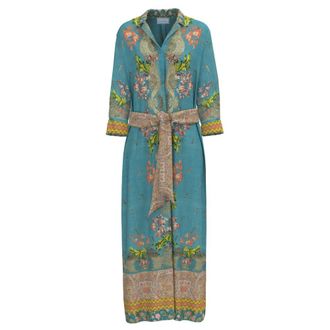 Pierre-Louis Mascia Kleedjes, Dames, Blauw, L, Aloe Shirt Dress Silk