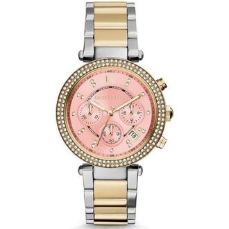 Michael Kors MK6140 Parker Chronograaf Roze wijzerplaat Tweekleurig dameshorloge