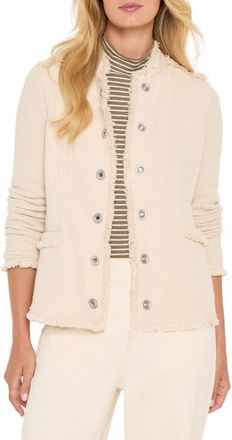 Nic+Zoe Military Fringe Mixed Knit Jacket in Neutral Mix at Nordstrom, Size X-Small