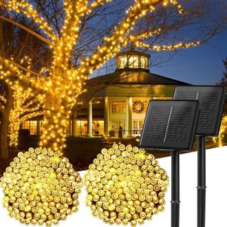 OEM Guirnalda De Luces Solares Para Exteriores (22 M, 200 Led, 8 Modos De Iluminaci&oacute;n, Impermeables, Para Jard&iacute;n, Balc&oacute;n, Cenador, Fiesta, Blanco C&aacute;lido) 
