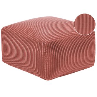 Beliani Puf De Pana Rojo Claro 50 X 30 Cm Bolas Eps Reposapi&eacute;s Relleno S&oacute;lido Mukki