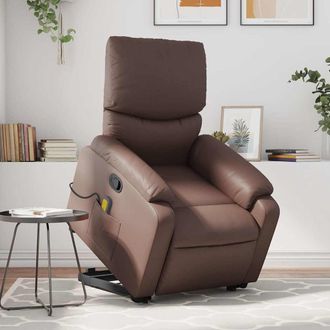vidaXL Vidaxl - Sill&oacute;n Reclinable De Masaje De Pie De Cuero Sint&eacute;tico Marr&oacute;n