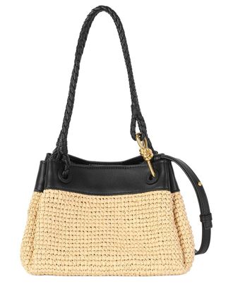 Tiffany & Fred Leather & Raffia Drawstring Shoulder Bag