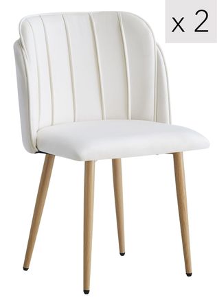 Nordlys Set of 2 Scandinavian Dining Chairs with Metal Legs in Beige