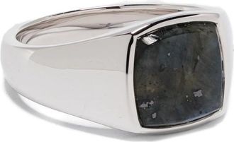 Tom Wood Sterling Silver Larvikite Signet Ring