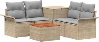vidaXL Juego De Sof&aacute; 6 Uds. 4-n&uacute;mero De Plazas Beige Y Gris Claro Vidaxl