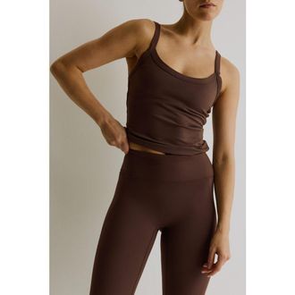 H&M Shelf Bra Sports Tank Top With Softmove in Choco Mocha at Nordstrom, Size Xx-Large