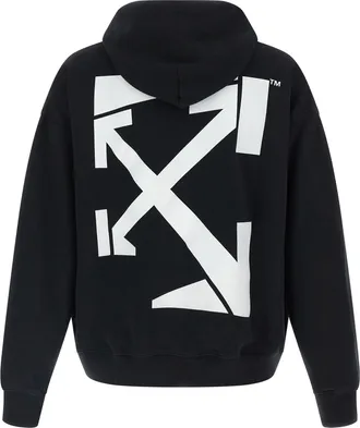 Off-white Logo-Print Brushed Cotton Hoodie - Black