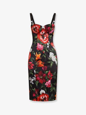 Dolce & Gabbana Vestito in raso con stampa fiori - DOLCE & GABBANA - gender_Woman