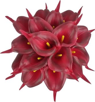 OEM 10 Cabezas De Ramo De Novia De Calas - Ramo De Flores Artificiales De L&aacute;tex (amarillo)