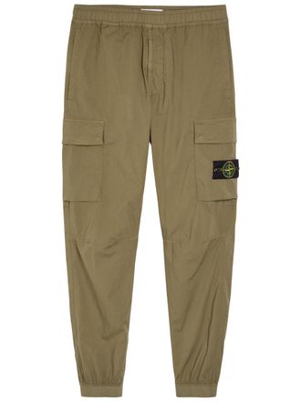 Stone Island Logo Stretch-cotton Cargo Trousers - Green Dark - 36 (W36 / XL)