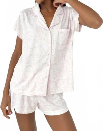 Splendid Flora Soft Short Set In Dotted Hearts