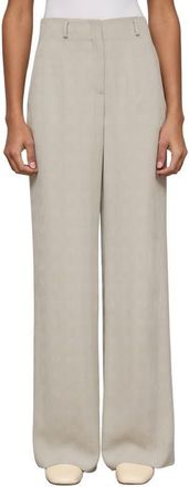 Lafayette 148 New York Clark Grid Plaid Crepe Wide Leg Pants in Cement at Nordstrom, Size 12