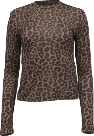 Anine Bing Leopard-Print Long Sleeve T-Shirt in Brown Lyocell