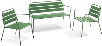 Oviala Conjunto de muebles de jard&iacute;n de metal verde cactus de 4 plazas