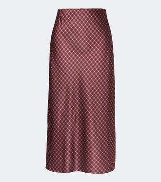 Vince Plaid satin midi skirt