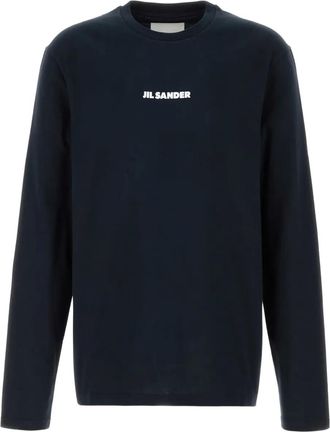 Jil Sander T-shirt met lange mouwen en logo - Blauw