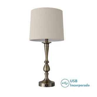Fabrilamp Sobremesa Khalifa 1xe27 Cuero 60&acute;5x28x28 Cm Puerto Usb