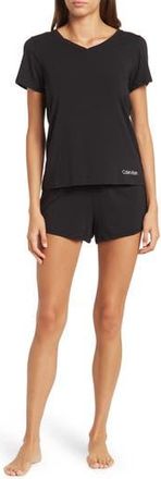 Calvin Klein V-Neck T-Shirt & Shorts 2-Piece Pajama Set in Black at Nordstrom Rack, Size X-Large
