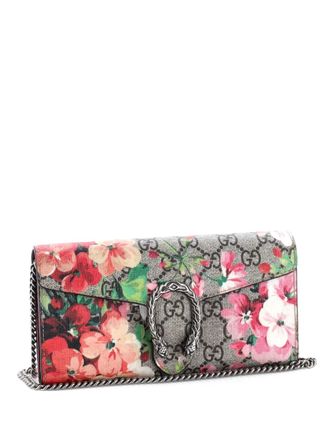Gucci Dionysus Chain Wallet Blooms Print GG Coated Canvas Long clutch bag - Bruin