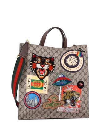 Gucci Courrier Convertible Soft Open GG Coated Canvas with Applique North South tote bag - Brown