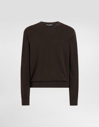 Dolce & Gabbana Wool And Cashmere Pullover - Man Sweaters And Cardigans Brown 46