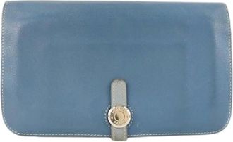 Herm&egrave;s Pre-owned Wallets, female, Blue, Size: ONE SIZE Pre-owned Dogon Duo Combined Wallet