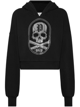 Philipp Plein Skull&Bones hoodie - women - Polyester/Glass Fiber/Cotton - L - Black