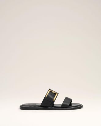 Ami Black Cow Leather Buckle Sandals Black - 36 - for Women