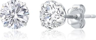 MAX + STONE 14k Yellow or White Gold 6mm Round Solitaire Gemstone Stud Earrings
