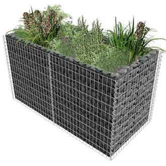 Berkfield Home Gabion Raised Bed Steel 180x90x100 cm Silver | Size: 180 x 90 x 100 cm