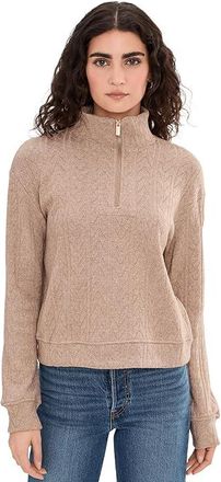 Splendid Sweatersoft 1/4 Zip Womens Sweatshirt Light Cedar Heather : XL (Womens 14-16), Elastane/Nylon/Polyester