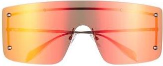 Alexander McQueen 99mm Rimless Aviator Sunglasses in Silver Silver Red at Nordstrom Rack