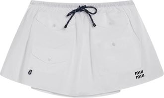 Miu Miu Rokken, Dames, Wit, S, Katoen, Logo Mini Rok