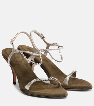 Chlo&eacute; Chlo&eacute; Sandalias Zia de piel metalizada adornadas