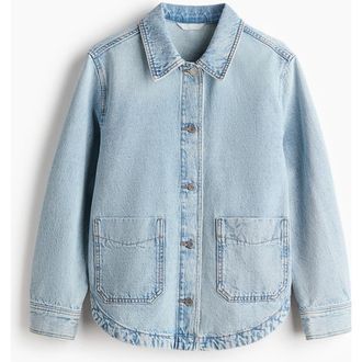 H&M Denim Shacket in Light Denim Blue at Nordstrom, Size Xx-Small